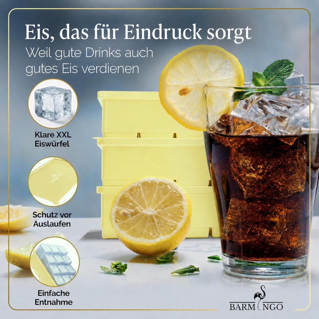Silikon Eiswürfelform mit Deckel (3er Set) – BPA-freie Eiswürfelform gross/XXL | Grosse Eiswürfel Fo