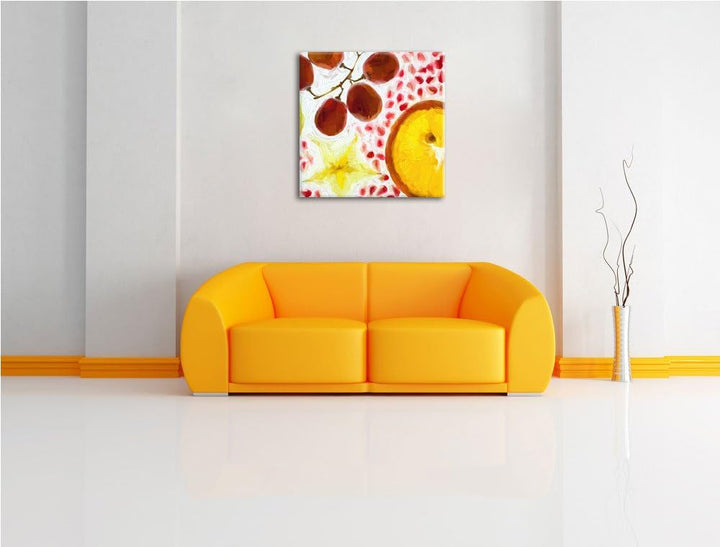 Leckere frische Früchte, Format: 70x70 auf Leinwand, XXL riesige Bilder fertig gerahmt mit Keilrahme