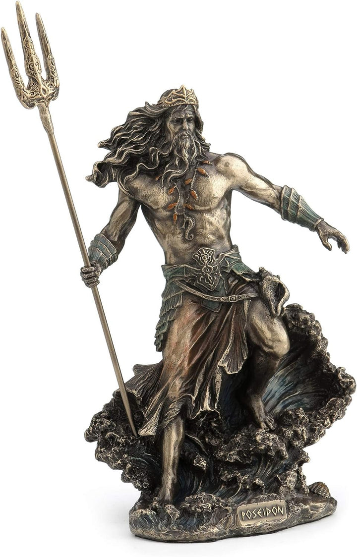 Veronese Design Harz Statuen Griechische Gott Poseidon stehend über abstürzen Wellen Statue 15,2 x 2