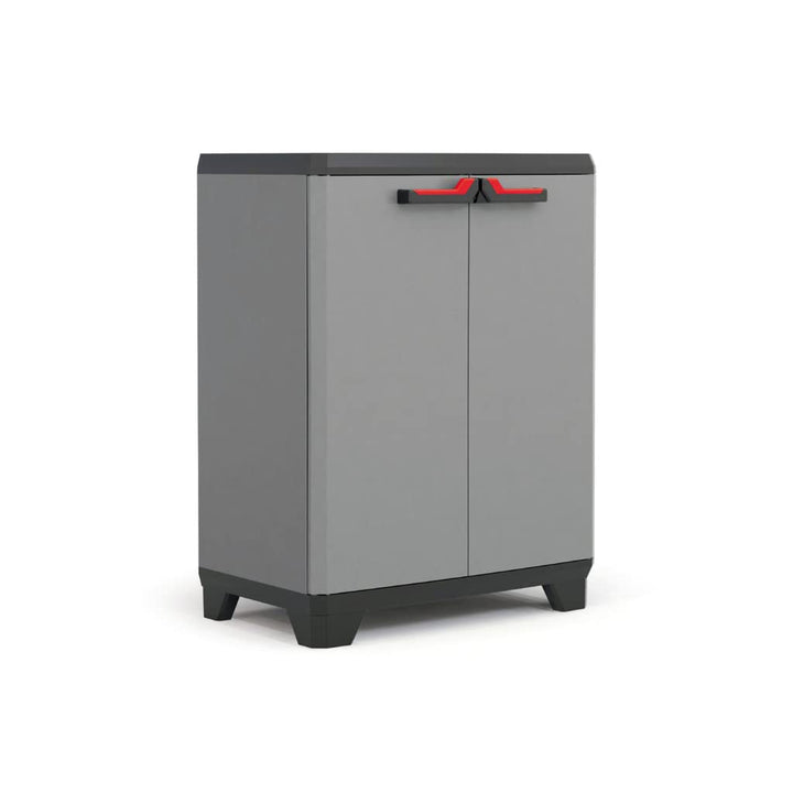 Keter Stilo Kunststoffschrank Niedrig Dunkelgrau/Schwarz/Rot - Robuste Aufbewahrungslösung, 68x39x90