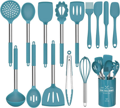 Umiten Chef Küchenutensilien-Set, 15-teilig, Silikon, Marineblau, Blau