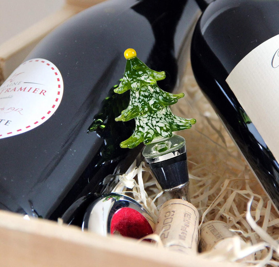 EDZARD Flaschenverschluss Tannenbaum, Höhe 13 cm, für Champagner, Wein und Sekt, Muranoglas-Art, Han