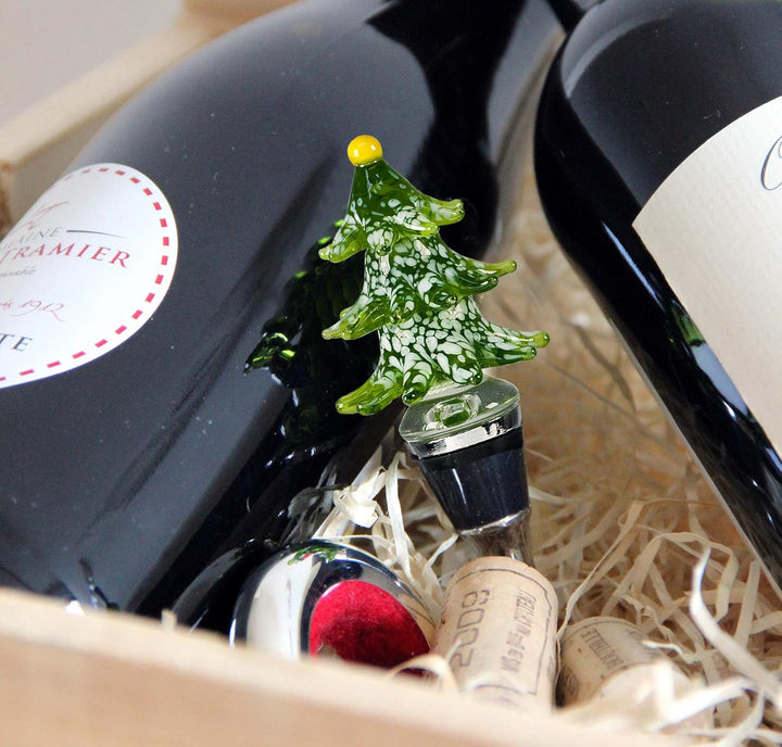 EDZARD Flaschenverschluss Tannenbaum, Höhe 13 cm, für Champagner, Wein und Sekt, Muranoglas-Art, Han