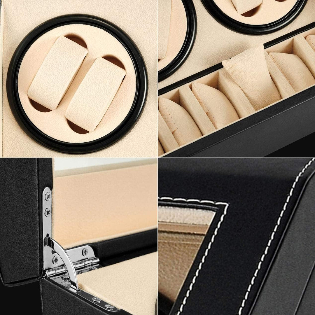 Automatische Uhrenbeweger Box,luxuriöser Uhrenbeweger,Uhrengehäuse mit leisem Mabuchi Motor,PU-Leder
