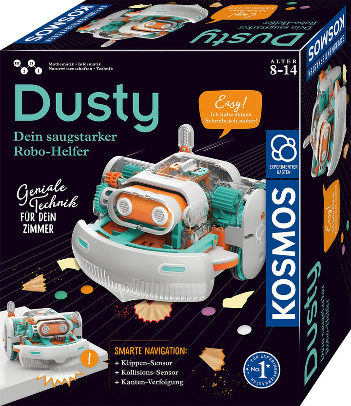 KOSMOS 621322 Dusty - Dein saugstarker Robo-Helfer, Staubsaugerroboter für Kinder, Experimentierkast