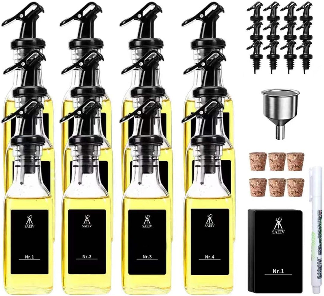 SAEIV 160 ml Ölflasche Glas 12 Set, Kleine und handliche Öl Essig Spender, Oil bottle, Ölflasche mit