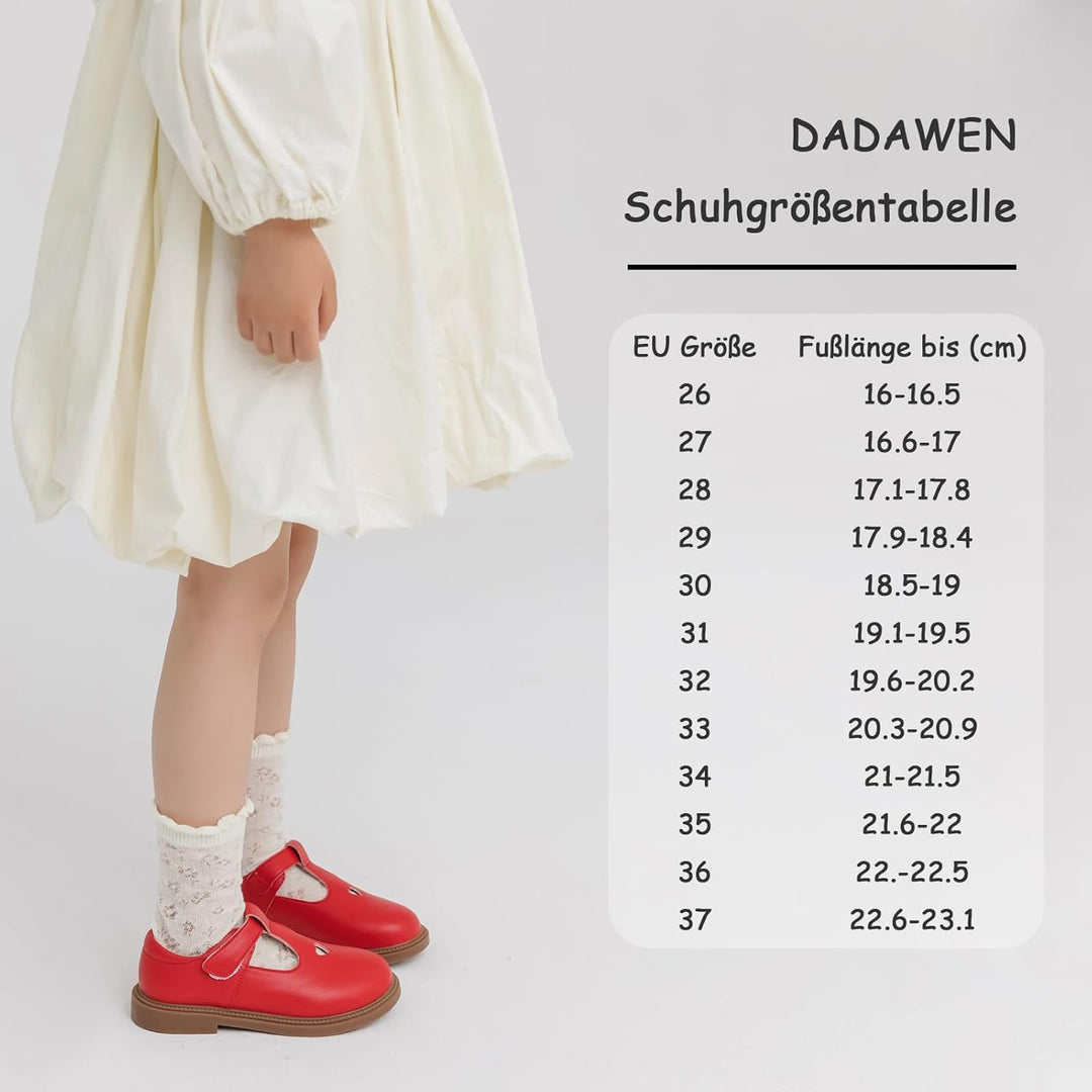 DADAWEN Mädchen Mary Jane Halbschuhe Taufschuhe Geschlossene Ballerinas, Rot