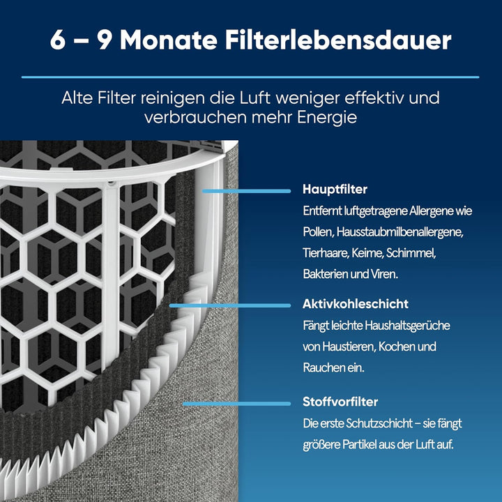BLUEAIR Blue Pure 511 Luftreiniger für kleine Räume bis 38m² – Leise, mit HEPASilent-Technologie – i