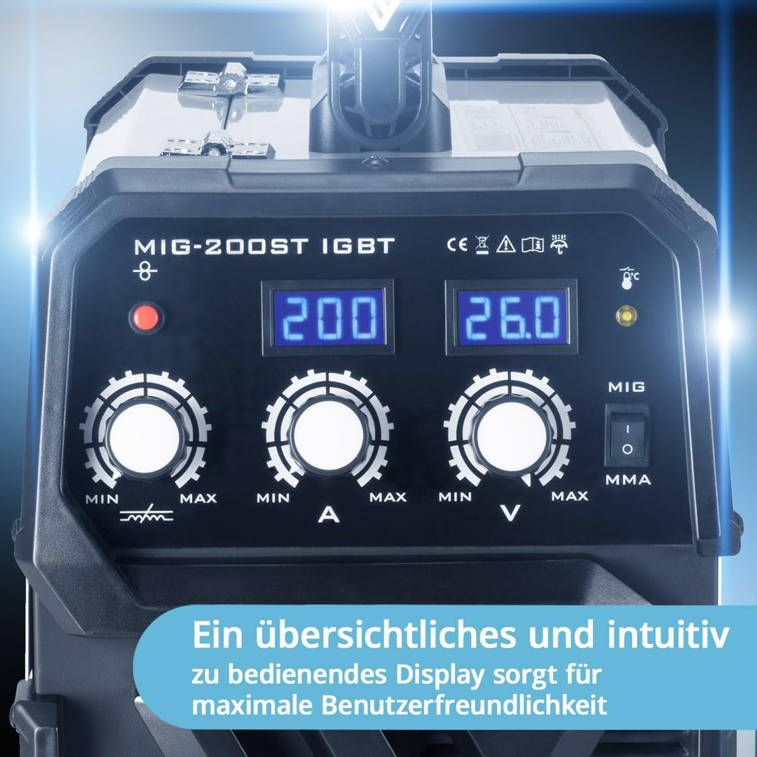STAHLWERK MIG MAG 200 ST IGBT - MIG MAG Schutzgas Schweissgerät mit 200 Ampere, FLUX Fülldraht geeig