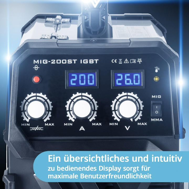 STAHLWERK MIG MAG 200 ST IGBT - MIG MAG Schutzgas Schweissgerät mit 200 Ampere, FLUX Fülldraht geeig