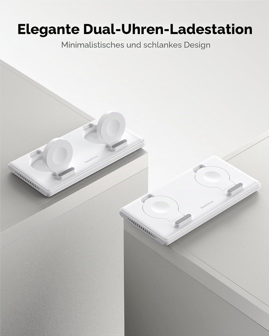 SwanScout Dual Watch Ladestation für Apple Watch, Kabelloses Ladegerät für Apple Watch Ultra 2/Ultra