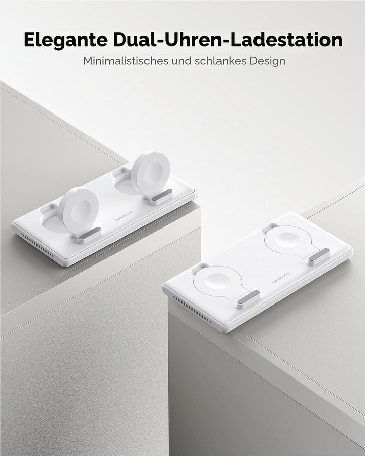 SwanScout Dual Watch Ladestation für Apple Watch, Kabelloses Ladegerät für Apple Watch Ultra 2/Ultra
