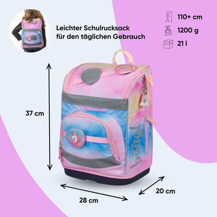 Baagl Schulranzen Jungen Mädchen Set 5 Teilig (Zippy Schultasche für 1. Klasse, Mäppchen, Turnbeutel