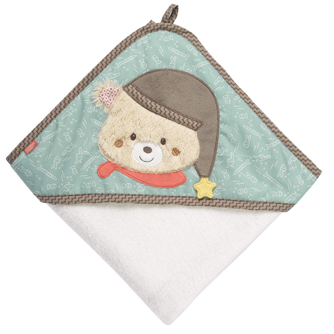 Fehn Badetuch Baby Bär - Badehandtuch Kinder Poncho aus Frottee - Handtuch mit süssem Teddybär- Baby