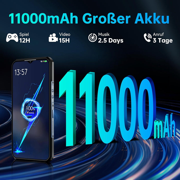 OUKITEL WP35 Outdoor Handy 5G - 11000mAh Outdoor Smartphone Ohne Vertrag Android 14, 24GB RAM + 256G