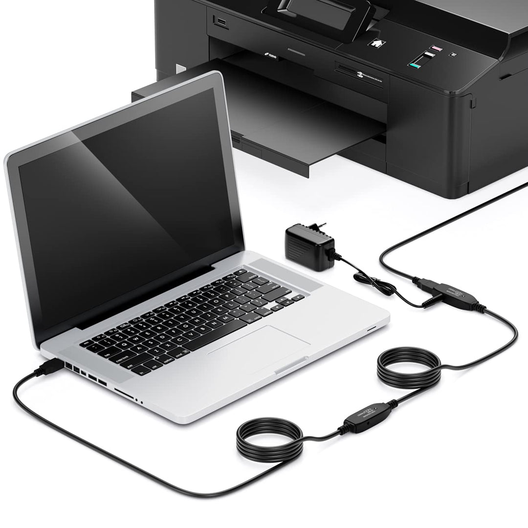 deleyCON 15m Aktives USB 3.0 Kabel Aktive Verlängerung mit 2 Signalverstärker & Netzteil USB3.0 Repe