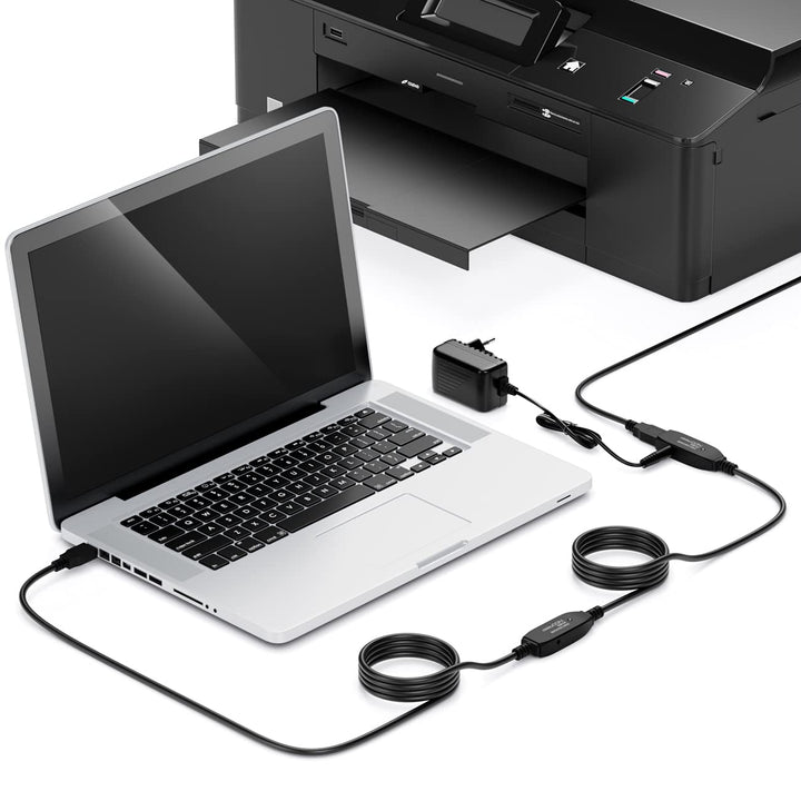 deleyCON 15m Aktives USB 3.0 Kabel Aktive Verlängerung mit 2 Signalverstärker & Netzteil USB3.0 Repe