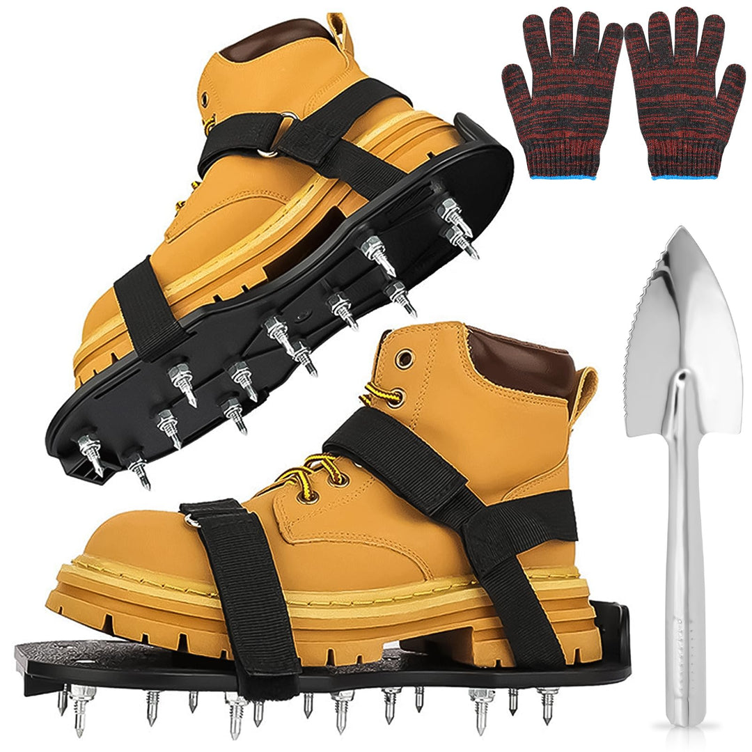 Handvertikutierer Rasenbelüftung Schuhe mit Schaufel und Handschuhen Geliefert, Rasenlüfter Schuhe N