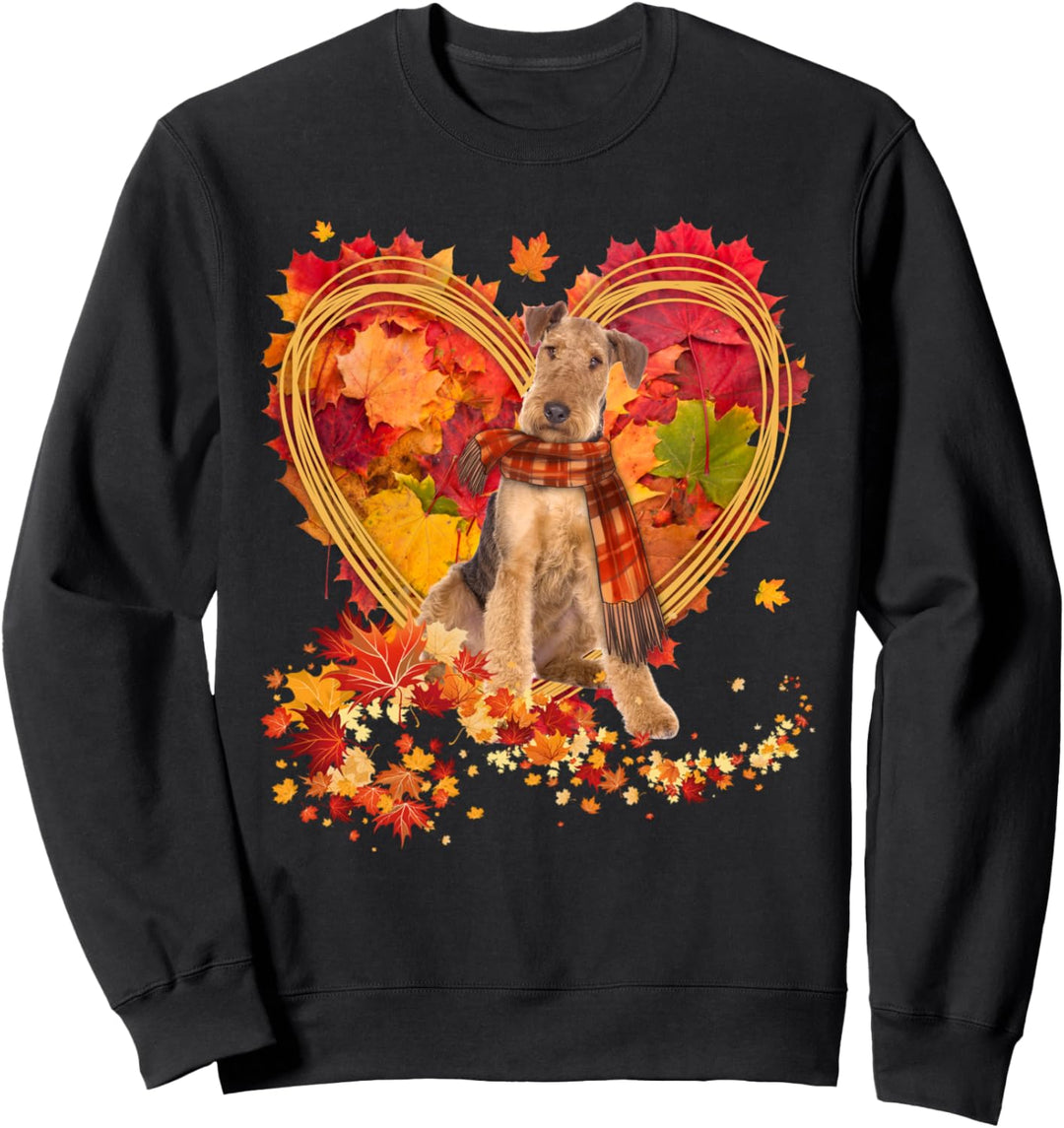 Airedale Terrier mit Herz aus Herbstblättern Sweatshirt