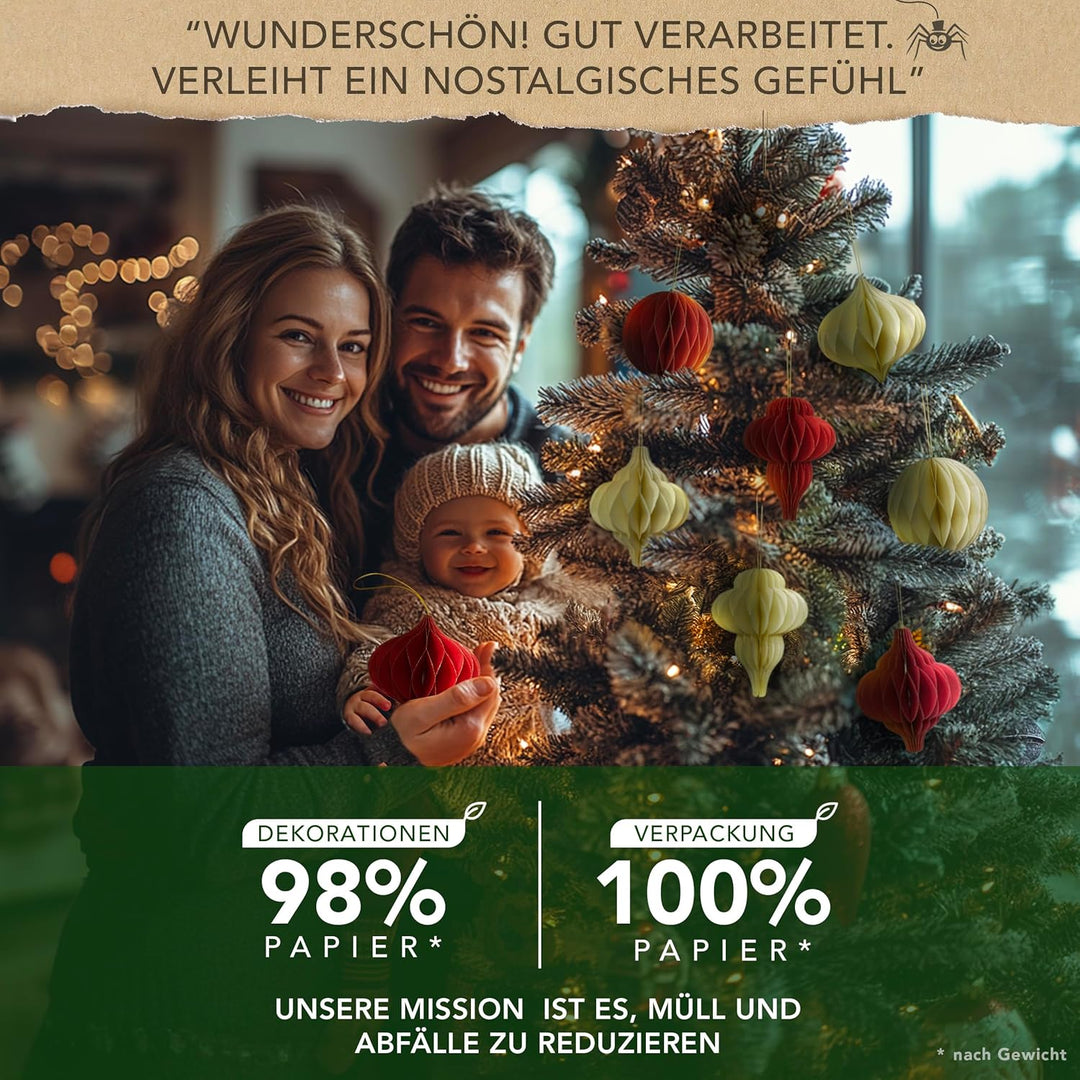 Premium Wiederverwendbare Weihnachtsdeko - Christbaumschmuck, Papier Weihnachtskugeln, Weihnachtsbau