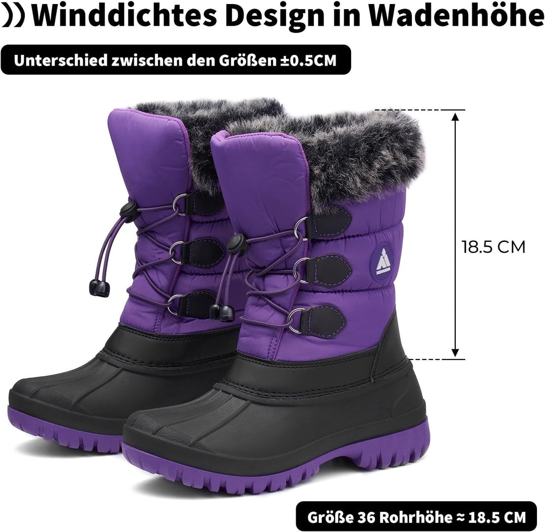 Mishansha Kinder Winterstiefel Gefüttert Wasserdichte Rutschfest Schneestiefel für Mädchen Jungen, G