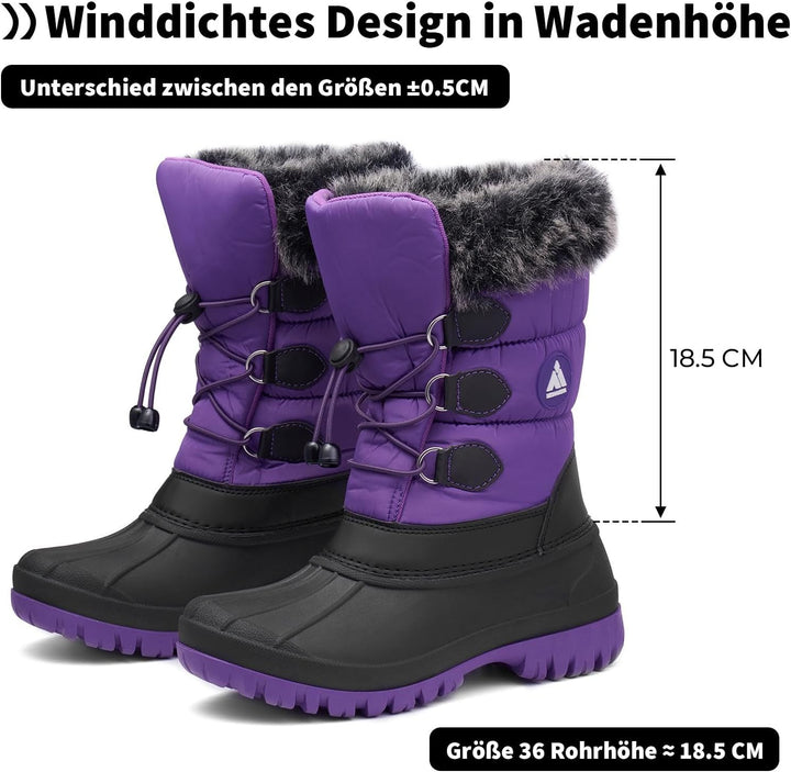Mishansha Kinder Winterstiefel Gefüttert Wasserdichte Rutschfest Schneestiefel für Mädchen Jungen, G