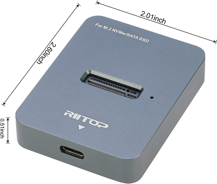 RIITOP M.2 auf USB-Dockingstation, RIITOP M.2 NVMe SSD auf USB-C-Lesegerät-Adapter für M.2 M Key NVM