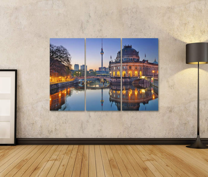 islandburner Bild auf Leinwand Berlin Abenddämmerung Bilder Wandbilder Poster Leinwand 130x80cm - 3