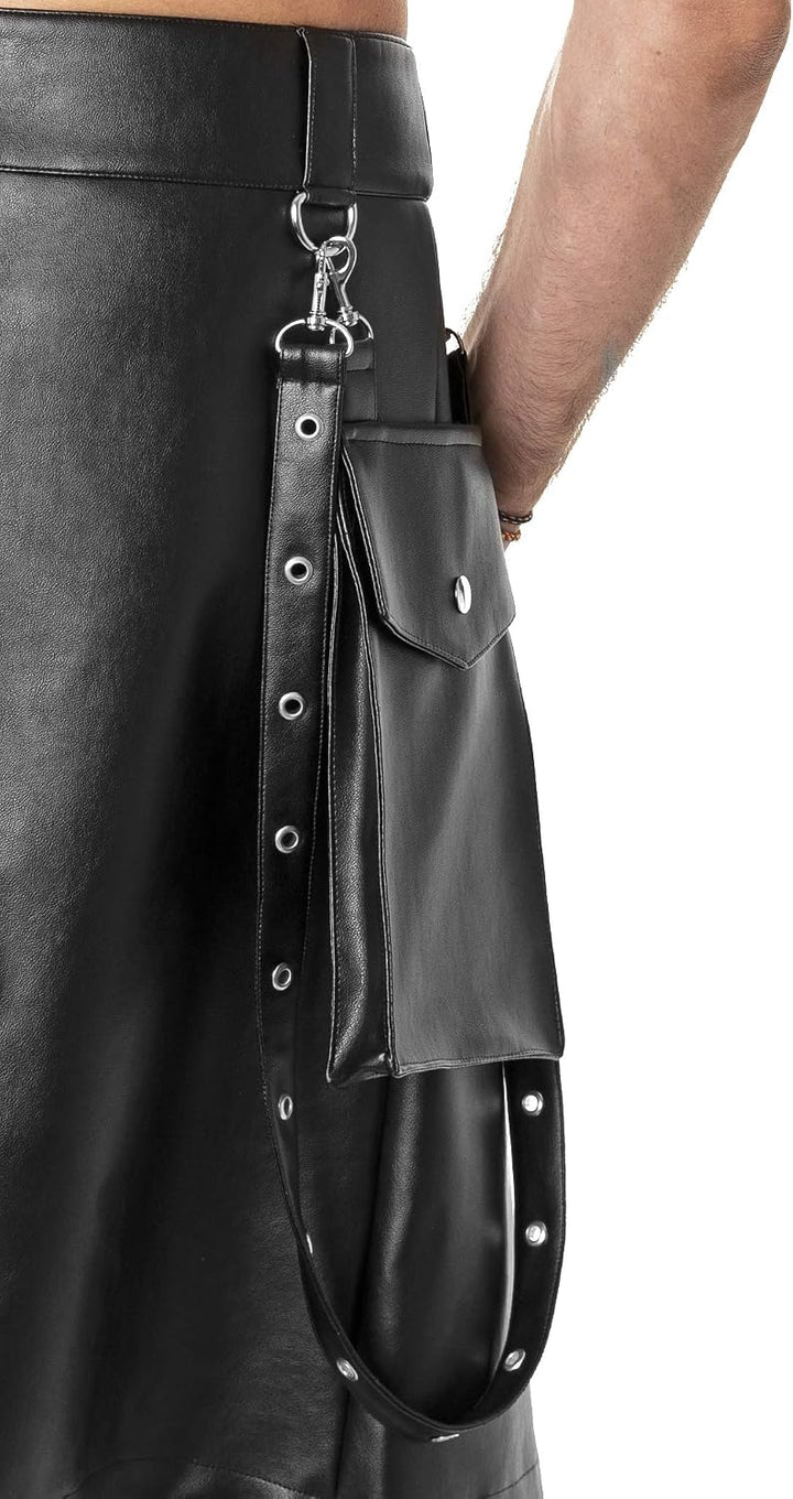 The Black Rose - Herrenrock aus veganem Leder - Model Mason - Kurz - Herrenrock, martialisch, streng