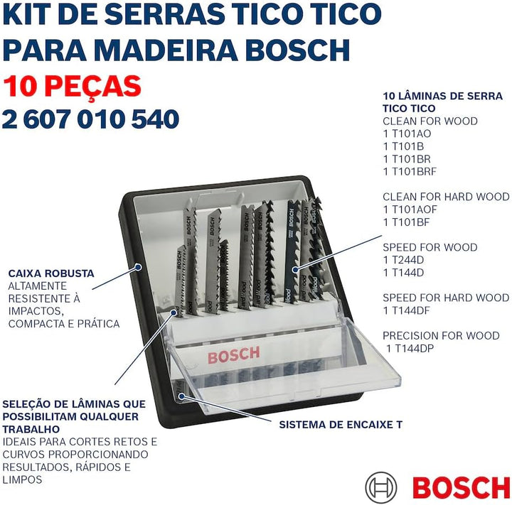 Bosch Accessories Professional 10tlg. Stichsägeblatt-Set Robust Line Wood Expert zum Sägen in Holz,