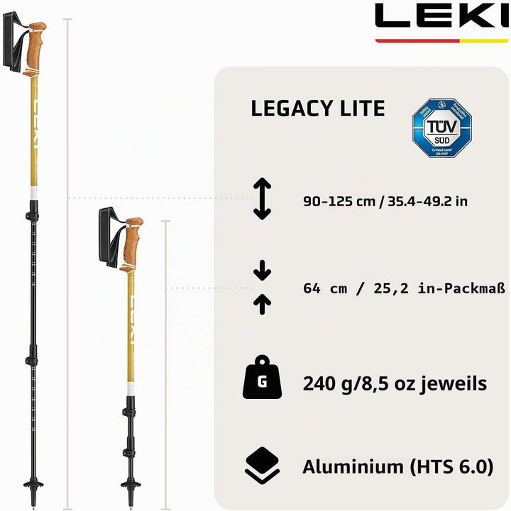 LEKI Legacy Lite Wanderstöcke Damen &amp; Herren | leichte, verstellbare Trekkingstöcke aus Aluminium (9