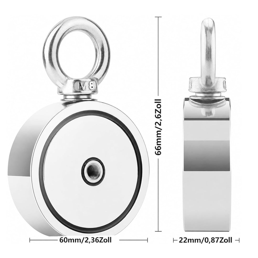 Magnetfischen, Magnetangeln, 660 lb(300 kg) Zug Doppelseitiger Neodym Starker Angelmagnet, Angelmagn