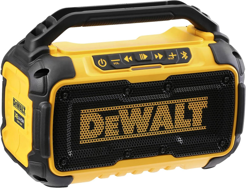 Dewalt Bluetooth Akku-Lautsprecher DCR011 (Stereo, extrem robust, mit Überrollbügel, AUX-Eingang 3,5