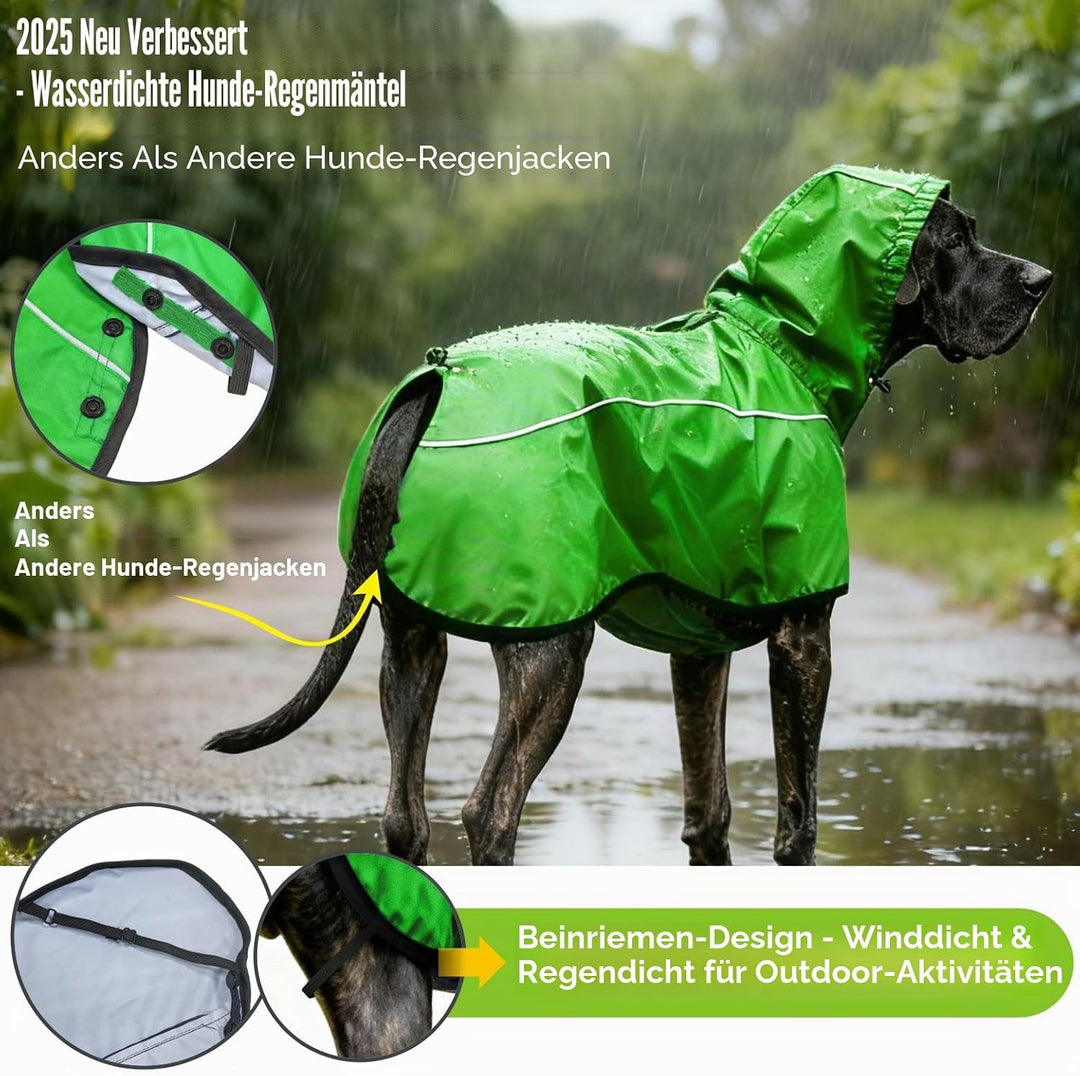 Hund Regenmantel Jacke Reflektierende Verstellbare Kapuze Haustier Poncho Regenmantel mit Leine Loch