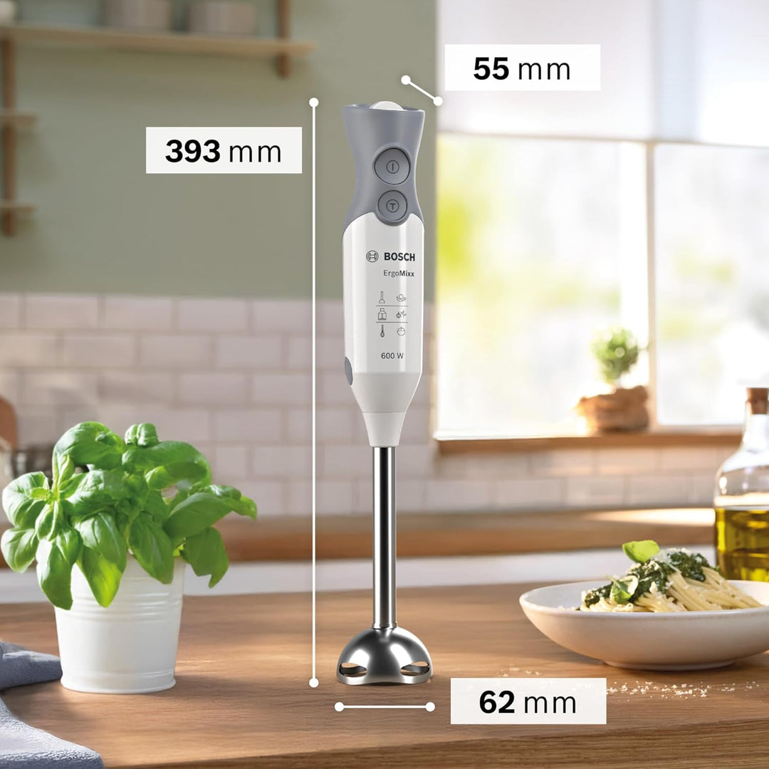 Bosch Stabmixer ErgoMixx MSM66120, Edelstahl-Mixfuss, Mix- und Messbecher, 4-Klingen-Messer, ergonom
