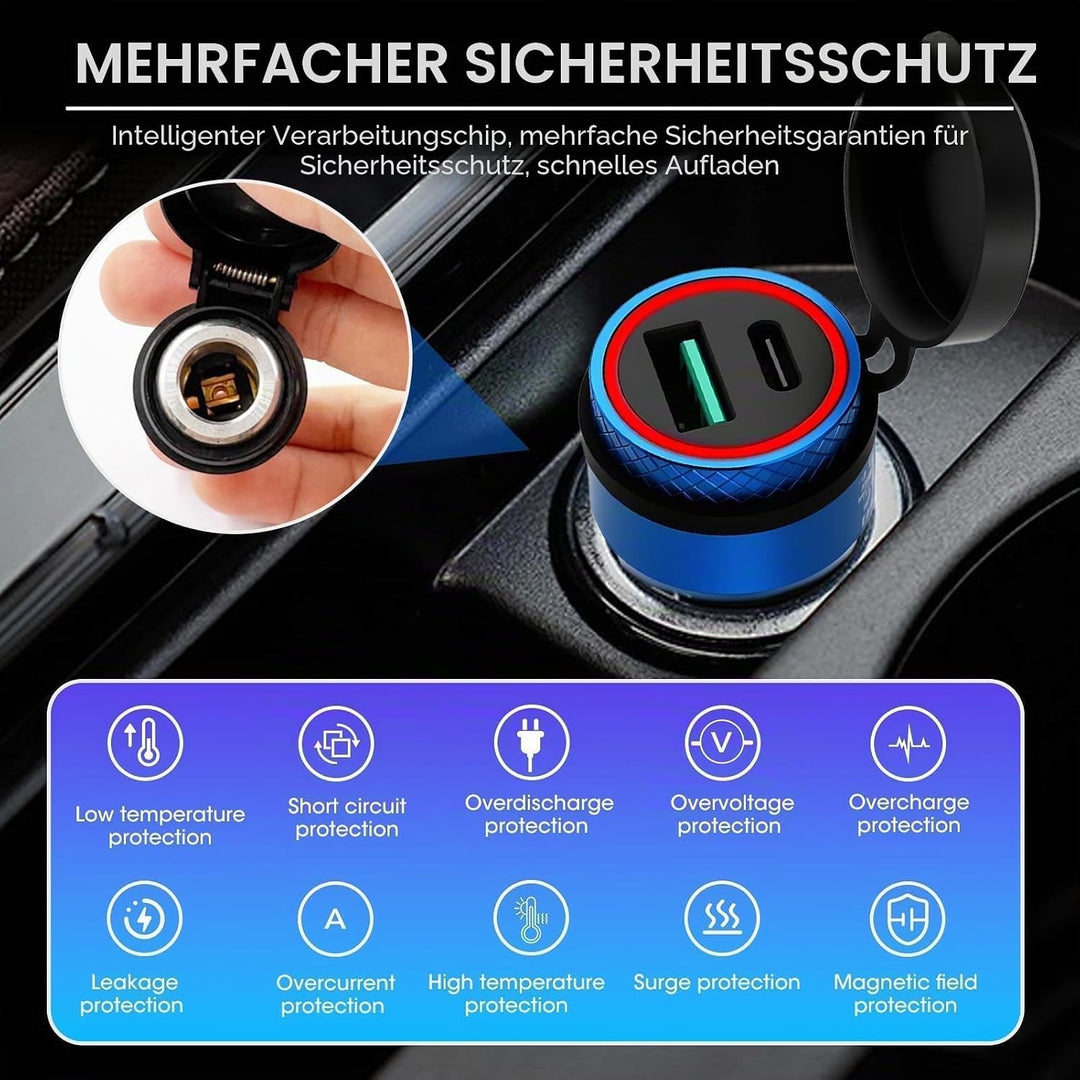 30W Type C+USB Steckdose Adapter für BMW Motorrad DIN Adapter 30W PD USB Aluminium Dose Buchse Wasse
