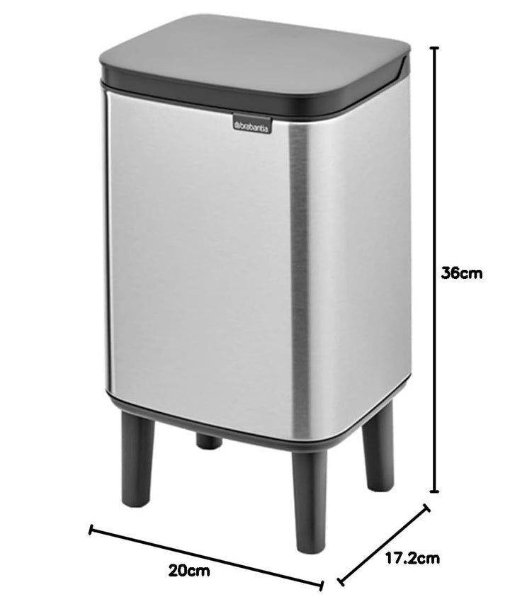 Brabantia - Mülleimer Bo Hi 4L mit Soft-Close-Deckel, herausnehmbarem Inneneimer und Transportgriff