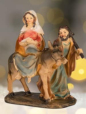 Krippenblock Herbergssuche/Krippenfiguren Maria und Josef auf Esel aus der Suche nach Einer Herberge