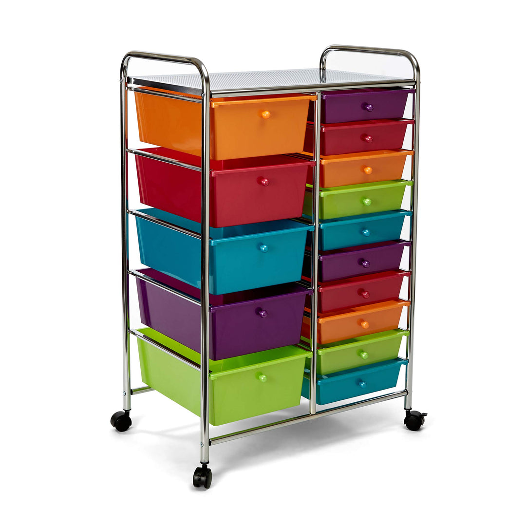 Seville Classics Rollwagen mit 15 Schubladen, Bunt, 64 x 39 x 97 cm 15 Schubladen 64 x 39 x 97 cm Me