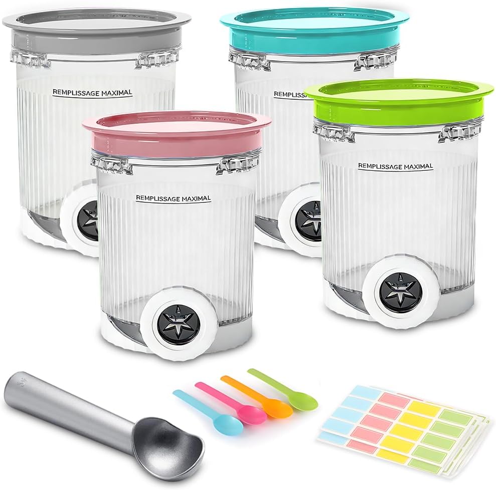 4 Stück für Ninja Swirl Behälter 500 ml, Kompatibel Ninja Creami Swirl Behälter, Ninja Eismaschine Z
