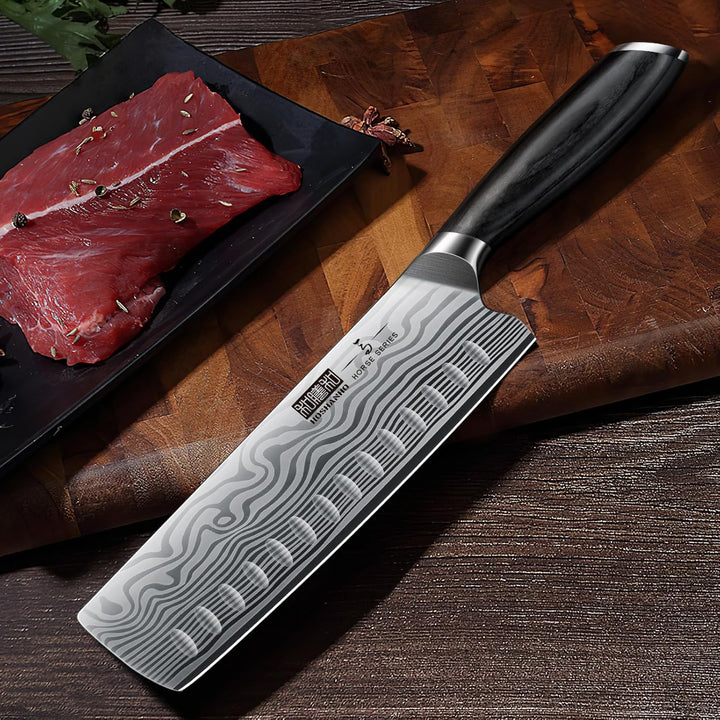 HOSHANHO Kochmesser Japanisches Nakiri Messer, 18 cm Küchenmesser aus Hochwertigem Edelstahl, Extra