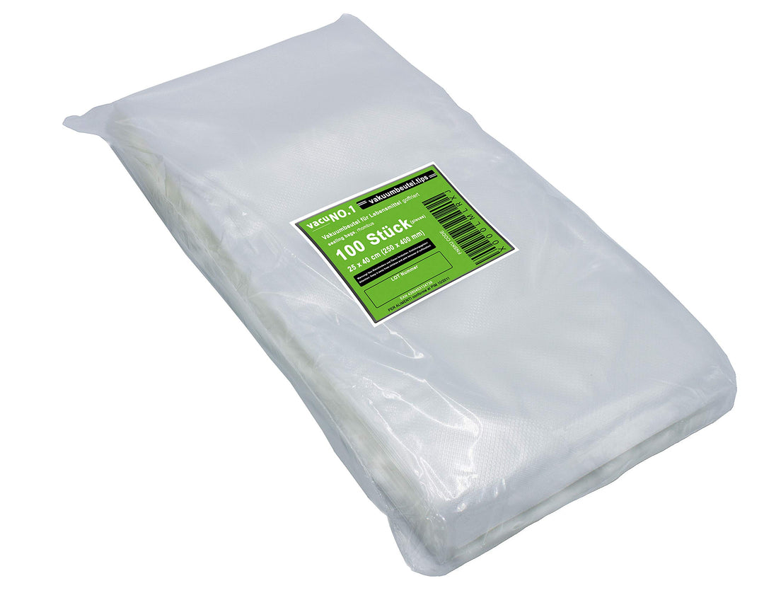 Vakuumbeutel für Lebensmittel 25x35 cm, geprägt, goffriert VacuNo.1 Made in EU, BPA frei, geruchsneu