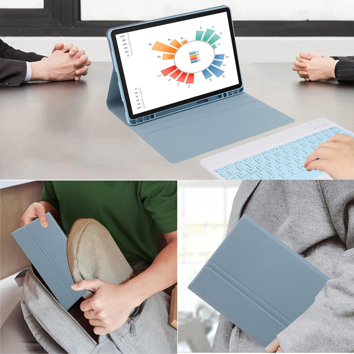 Tastatur mit Hülle für Samsung Galaxy Tab S 10 Lite & S10 FE & S9 FE, TPU Rückseite Hülle mit Magnet