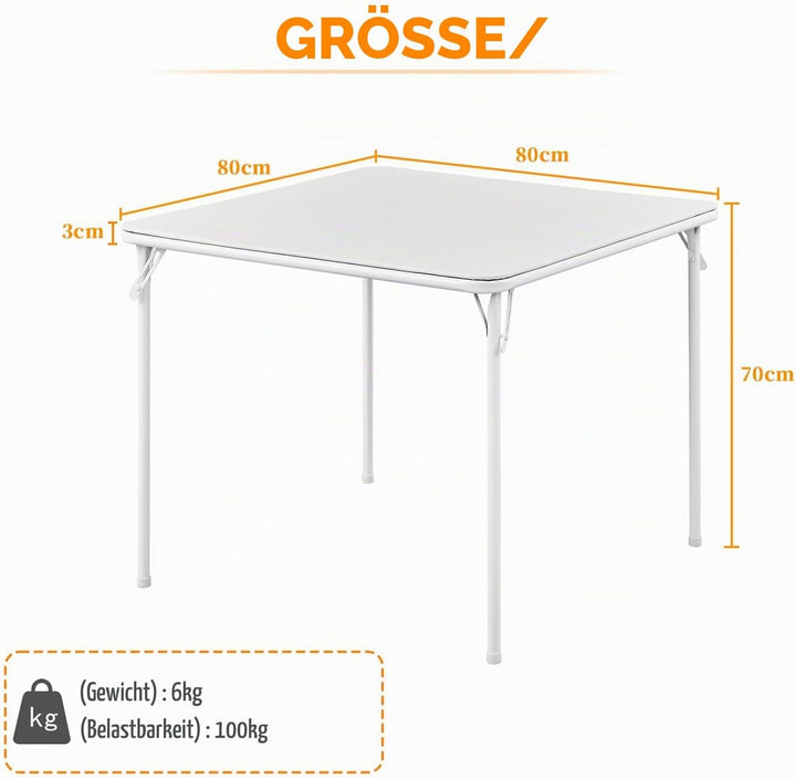 BOOSDEN Klapptisch, Weiss, Klappbar Tisch als Campingtisch, Gartentisch, Balkontisch, Esstisch, Falt