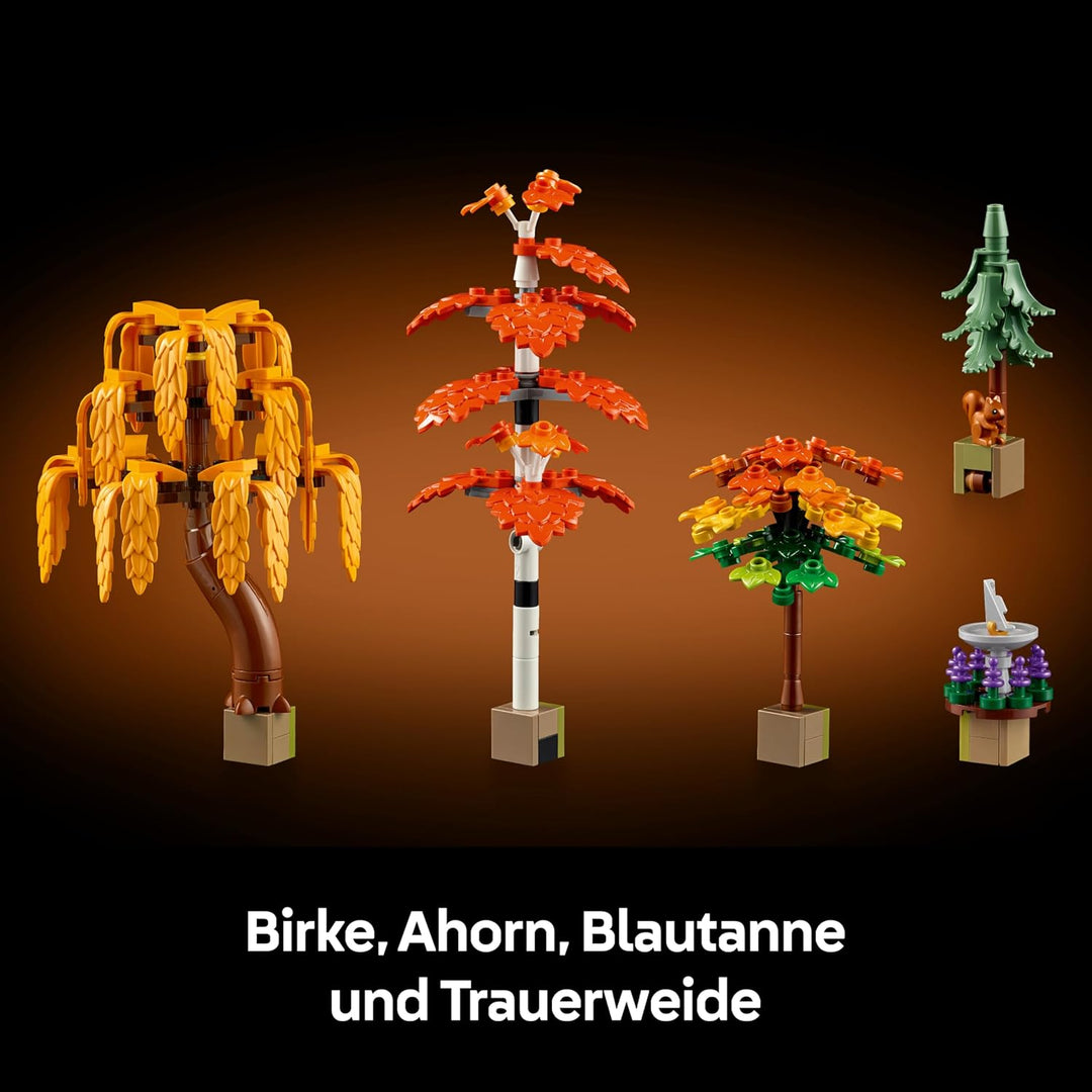 LEGO Icons Herbstlicher Landhausgarten - umgestaltbare Schreibtischdeko für Erwachsene - Tiere Minif