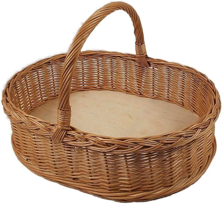 Weidentablett mit Henkel Braun Oval ca. 52x40x35 cm