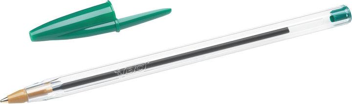 BIC 8373629 Kugelschreiber Cristal Medium, 50 Kulis in Grün fürs Büro, Strichstärke 0,4 mm, Dokument