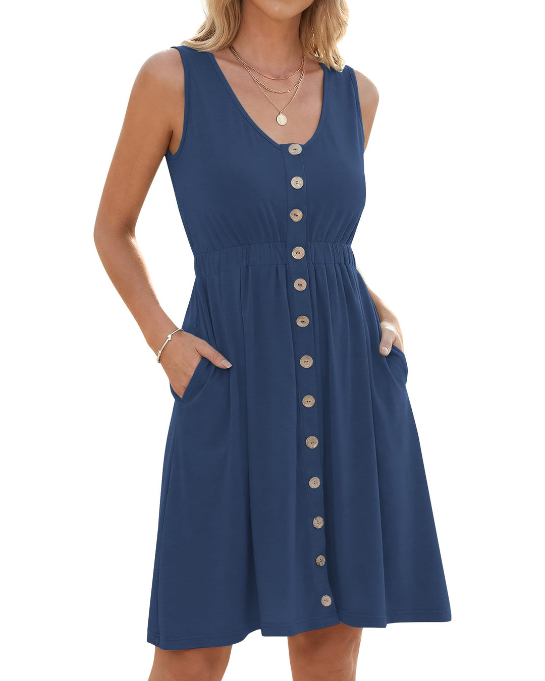 AUSELILY Sommerkleid für Damen S Navy Blau, S Navy Blau