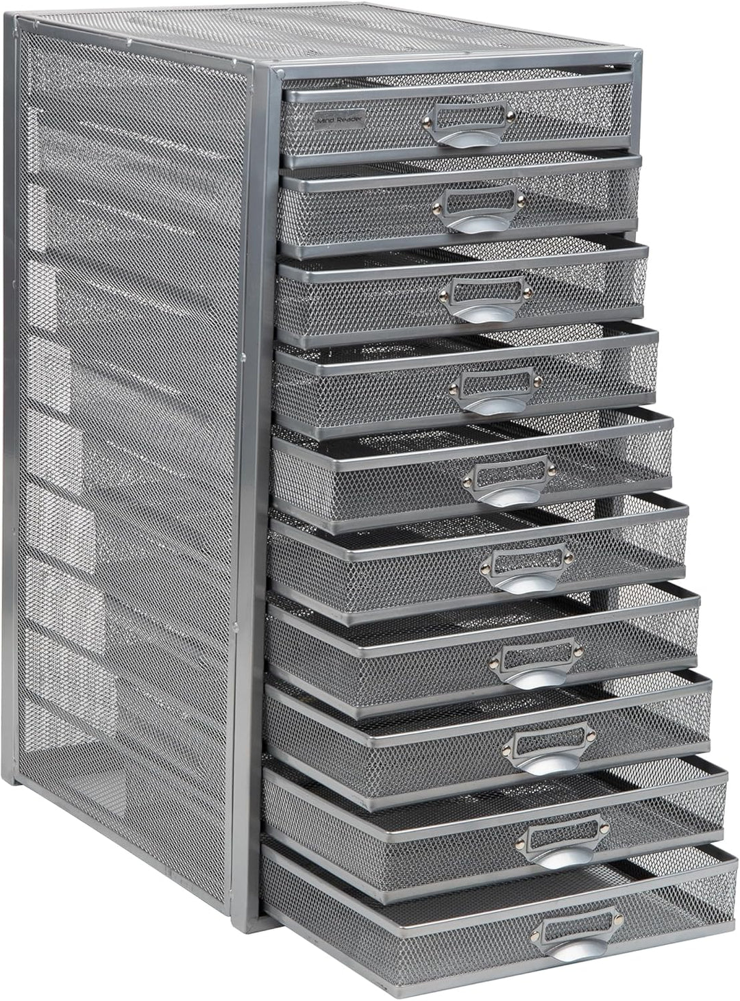 Mind Reader Mesh Desk Aufbewahrungs-Organizer, robust, vielseitig einsetzbar, Metall, Silber 10 Schu