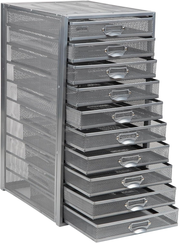 Mind Reader Mesh Desk Aufbewahrungs-Organizer, robust, vielseitig einsetzbar, Metall, Silber 10 Schu